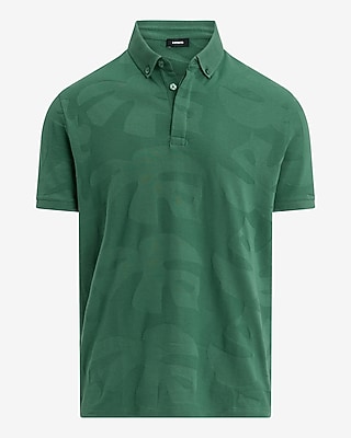 Palm Print Cotton-Blend Jacquard Polo