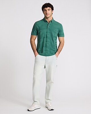 Palm Print Cotton-Blend Jacquard Polo