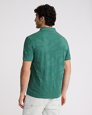 Palm Print Cotton-Blend Jacquard Polo