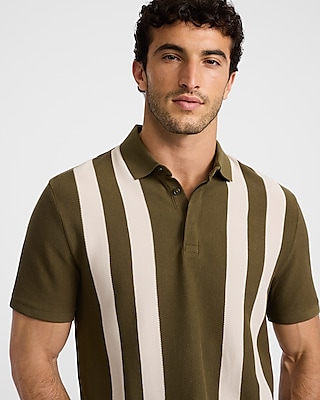Striped Textured Jacquard Polo