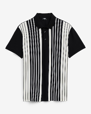 Striped Perfect Pima Cotton Pique Zip Polo