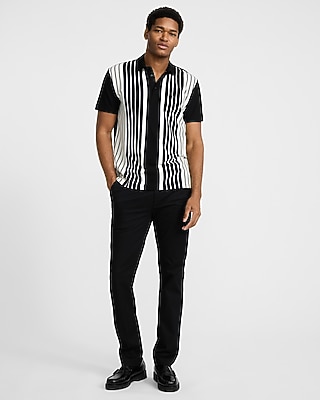 Striped Perfect Pima Cotton Pique Zip Polo