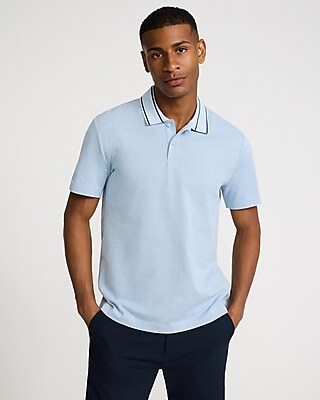 Textured Tipped Cotton-blend Polo