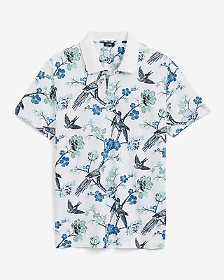 Floral Bird Pique Everyday Performance Polo