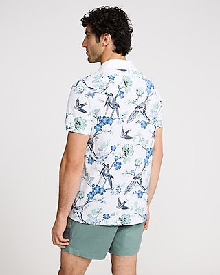 Floral Bird Pique Everyday Performance Polo
