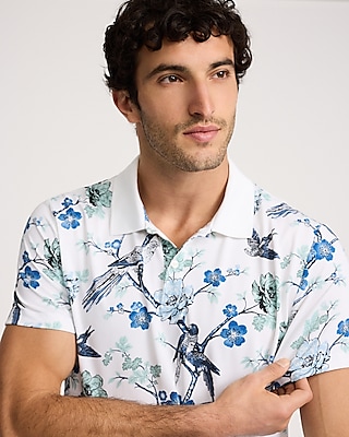 Floral Bird Pique Everyday Performance Polo