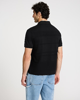 Textured Stripe Cotton-Blend Jacquard Polo