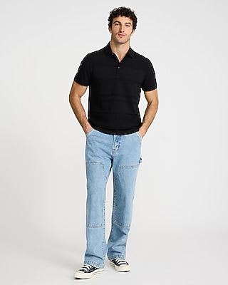 Textured Stripe Cotton-Blend Jacquard Polo