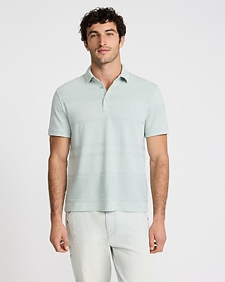Textured Stripe Cotton-Blend Jacquard Polo