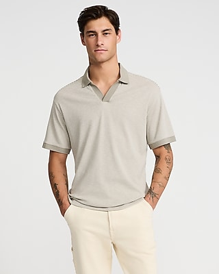 Striped Johnny Collar Short Sleeve Polo