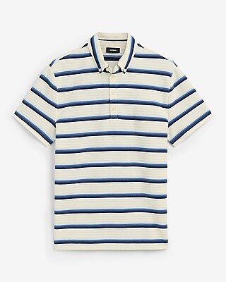 Ribbed Striped Jacquard Short Sleeve Polo