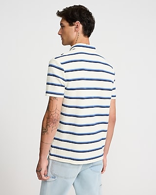 Ribbed Striped Jacquard Short Sleeve Polo