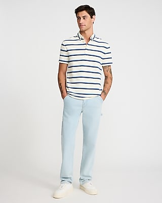 Ribbed Striped Jacquard Short Sleeve Polo
