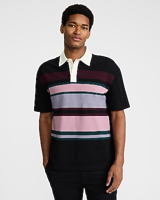 Striped Color Block Perfect Pima Cotton Pique Ruby Polo | Express