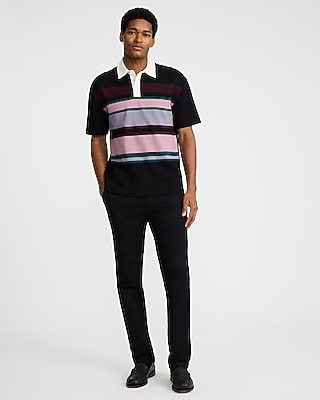Striped Color Block Perfect Pima Cotton Pique Ruby Polo