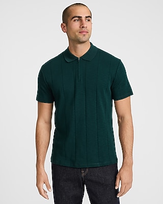 トップス REGULAR FIT POLO COLLAR SHIRT Contrast Collar Perfect Pima Cotton Zip Polo | Express