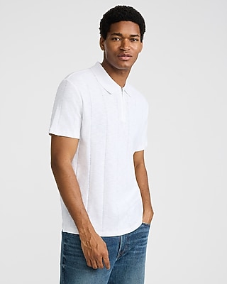 Textured Geo Cotton-blend Jacquard Polo | Express