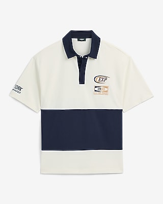 Striped Racing Classic Fit Rugby Polo