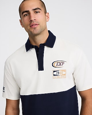Striped Racing Classic Fit Rugby Polo