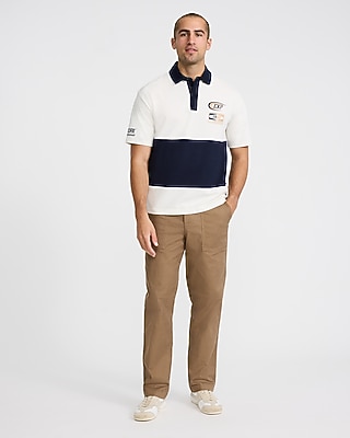 Striped Racing Classic Fit Rugby Polo