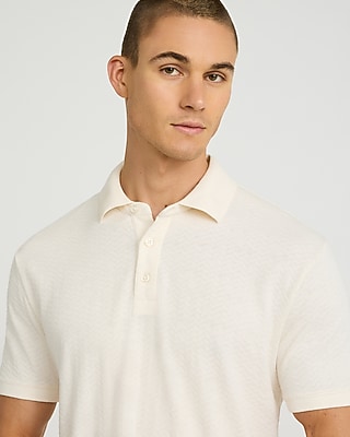 Textured Herringbone Jacquard Classic Fit Polo