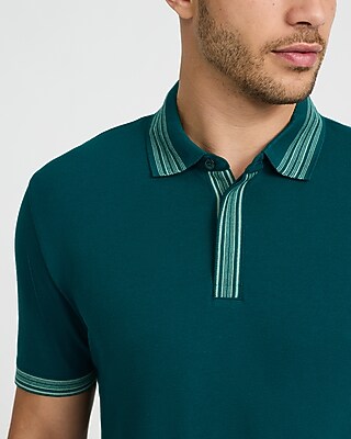 Striped Tipped Luxe Pique Polo
