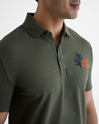 Embroidered Floral Graphic Luxe Pique Polo