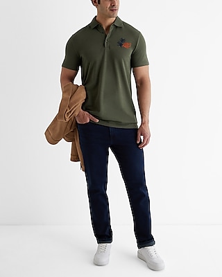 Embroidered Floral Graphic Luxe Pique Polo