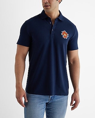 Embroidered Floral Graphic Luxe Pique Polo