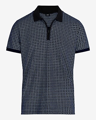Floral Geo Luxe Pique Zip Polo