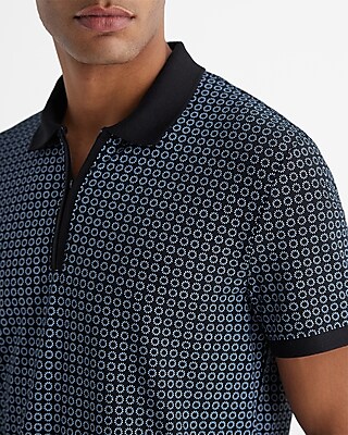 Floral Geo Luxe Pique Zip Polo