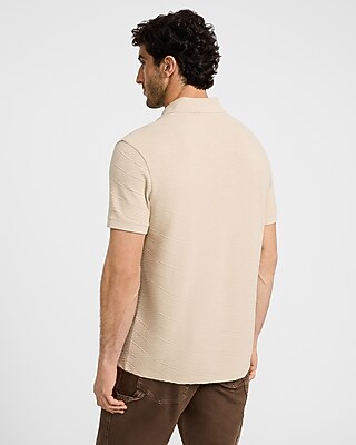 Textured Geo Print Cotton-Blend Polo - image 2