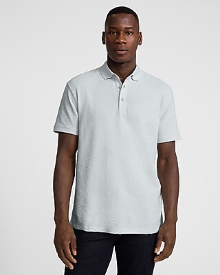 Textured Geo Print Cotton-blend Polo