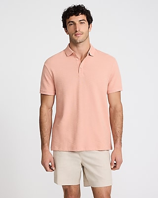 Textured Geo Print Cotton-Blend Polo