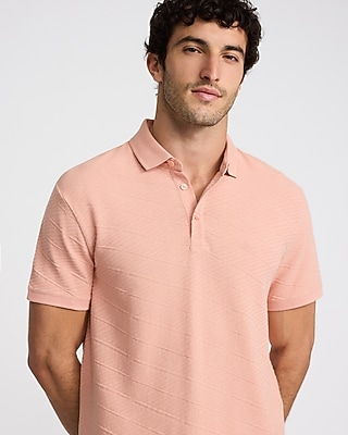 Textured Geo Print Cotton-Blend Polo