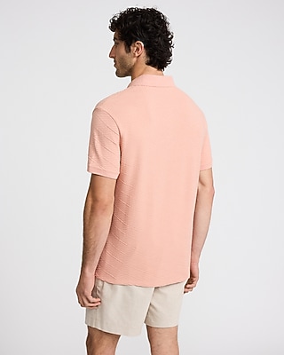 Textured Geo Print Cotton-Blend Polo
