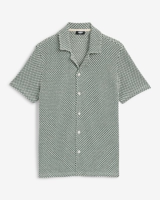 Textured Geo Print Cotton-Blend Polo