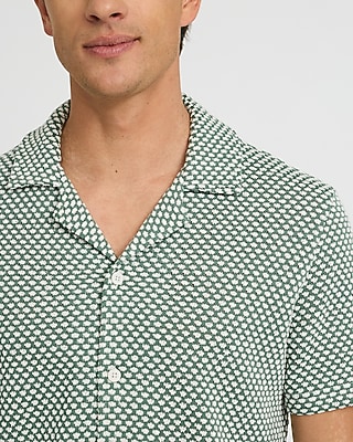 Textured Geo Print Cotton-Blend Polo