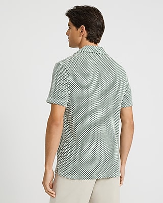Textured Geo Print Cotton-Blend Polo