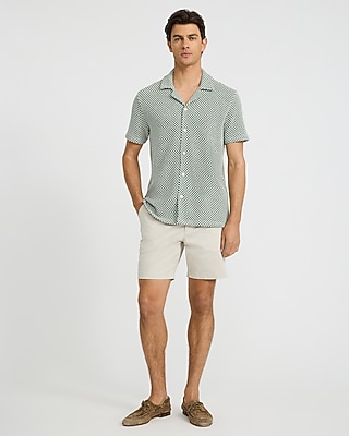 Textured Geo Print Cotton-Blend Polo