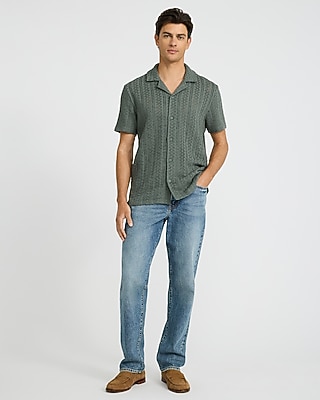 Crochet Cotton-Blend Short Sleeve Polo