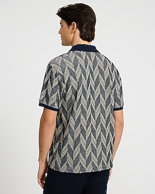 Chevron Jacquard Contrast Johnny Collar Polo