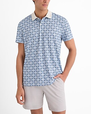 Geo Printed Pique Everyday Performance Polo