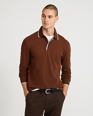 Cotton Tipped Long Sleeve Polo