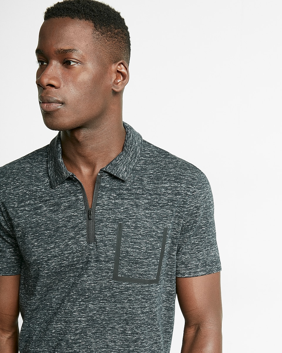 Marled Jersey Zip Front Polo | Express