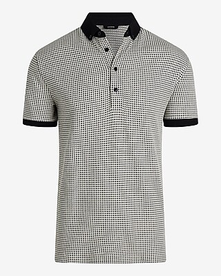Geo Cotton Jacquard Long Placket Polo