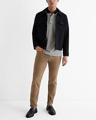 Geo Cotton Jacquard Long Placket Polo