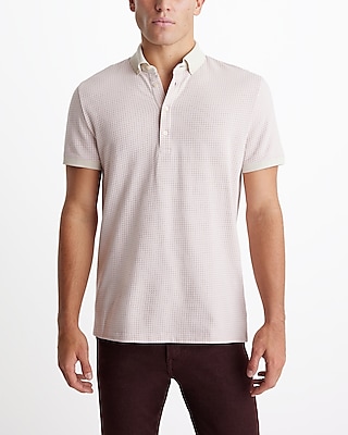 Geo Cotton Jacquard Long Placket Polo Men's