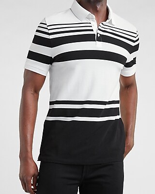Striped Luxe Pique Polo