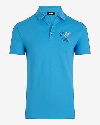 Tropical Embroidered X Logo Graphic Luxe Pique Polo